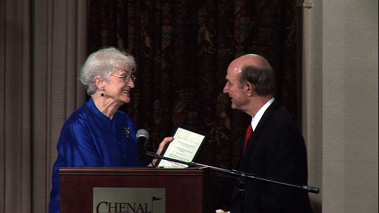 2010 Arkansas Preservation Awards- William Nolan accepts the lifetime achievment award for his mother, Theodosia Nolan, from Frances Ross © Pryor Center for Arkansas Oral and Visual History, University of Arkansas