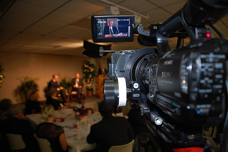 Bumpers/Pryor Democratic event in Russellville Arkansas-Pryor Center camera before event starts © Pryor Center for Arkansas Oral and Visual History, University of Arkansas