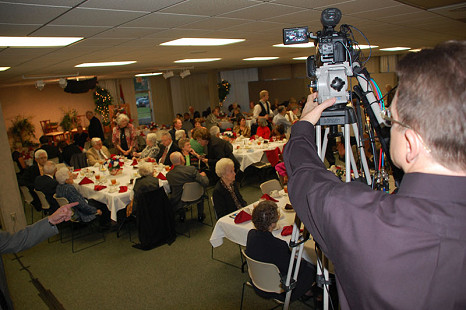 Bumpers/Pryor Democratic event in Russellville Arkansas-20091008-Pryor Center director Kris Katrosh operates a camera during the event © Pryor Center for Arkansas Oral and Visual History, University of Arkansas