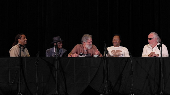 Still frame from Pryor Center video of Call and Respones, The Blues Symposium - Panel 2 at the Malco theater; Helena, Arkansas, 2016 © Pryor Center for Arkansas Oral and Visual History, University of Arkansas