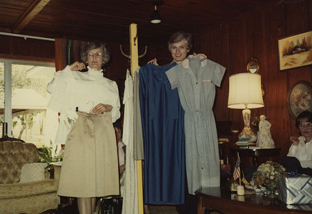 Lakeshore Home Demonstration Club clothing leader lesson, Cora and Loretta, 1983;  Garland County Extension Homemaker's Club Records MC1117 © Pryor Center for Arkansas Oral and Visual History, University of Arkansas