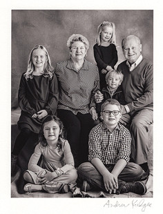 David and Jane Gearhart with their grandchildren: (back row, l-r) Caroline Gearhart, Jane Gearhart, Lily Jane Gearhart, George Brockmann Gearhart Jr.; (front row) Ellie Hunt and Ben Hunt; 2019 © Pryor Center for Arkansas Oral and Visual History, University of Arkansas