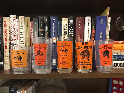 Collection of commemorative cups from the Gillett Coon Supper  © Pryor Center for Arkansas Oral and Visual History, University of Arkansas