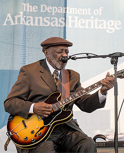 Robert Lockwood Jr., the only individual taught to play the guitar by Robert Johnson, performs onstage at the Arkansas Blues and Heritage Festival; 2006 © Eric Gorder 2006; egorder@gmail.com