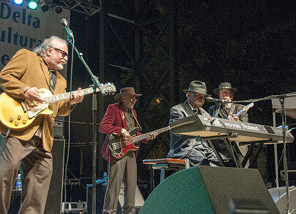 Bob Margolin (guitar), Bob Stroger (bass), and Pinetop Perkins (keyboard) perform at the Arkansas Blues and Heritage Festival; 2009 © Eric Gorder 2009; egorder@gmail.com