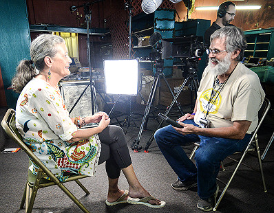 Reba Russell being interviewed by Don Wilcock during the King Biscuit Blues Festival; 2016 © Eric Gorder 2017; egorder@gmail.com