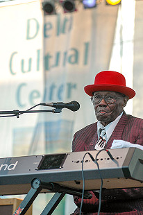 Joseph William “Pinetop” Perkins performs on the main stage at the Arkansas Blues and Heritage Festival; 2005 © Eric Gorder 2005; egorder@gmail.com