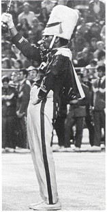 Razorback Band Drum Major Sanford Tollette, <i>Razorback Yearbook</i>, 1973 © Photo courtesy of Razorback Marching Band