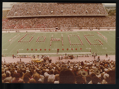 Razorback Band at Kyle Field, Texas A&M, November 17, 1979 © Special Collections, University of Arkansas Libraries, Fayetteville