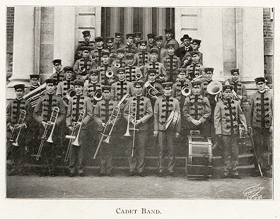 Arkansas Cadet Band on the steps of Old Main, <i>Cardinal Yearbook</i>, 1907 © Photo courtesy of Razorback Marching Band