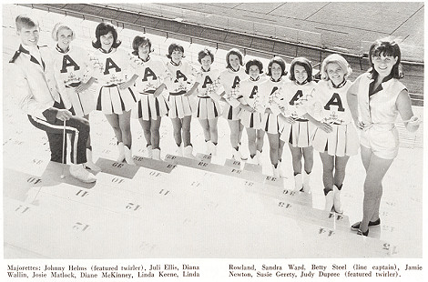 Razorback Band Twirlers, <i>Razorback Yearbook</i>, 1966 © Photo courtesy of Razorback Marching Band