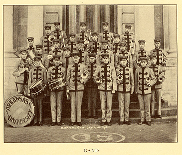 Arkansas Cadet Band on the steps of Old Main, <i>Cardinal Yearbook</i>, 1915 © Photo courtesy of Razorback Marching Band