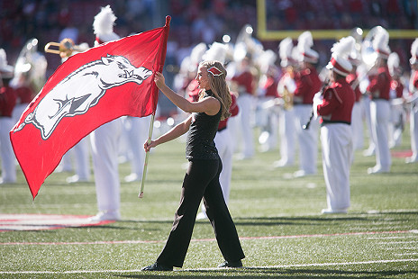 Razorback flag during the Pregame Show © Photo courtesy of Karen Schwartz