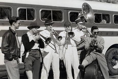 Cool Cats in the Razorback Band, Fall, 1950 © Photo courtesy of Special Collections, University of Arkansas Libraries, Fayetteville